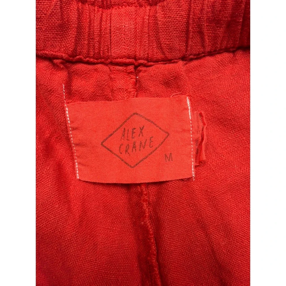 Alex Crane Bo Shorts Mens Medium Red/Orange 100% Linen Drawstring Summer Shorts